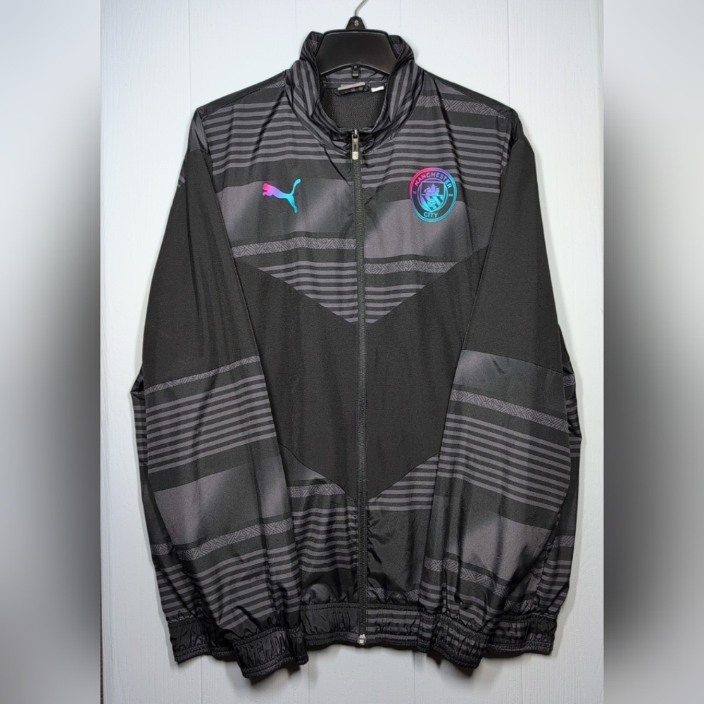 Puma Manchester City 2022/23 Pre-Match Full-zip Soccer Jacket Size XL Black Gray